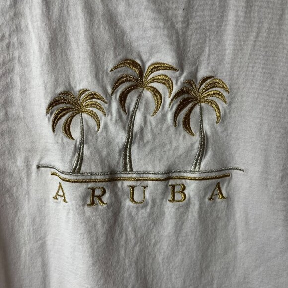 90s Vintage Aruba Destination T Shirt Adult White Small S Tee - Picture 7 of 14